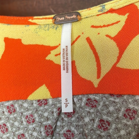 NWOT Free People Patchwork Long Sleeve Peasant Blouse Sz.S - Picture 7 of 7